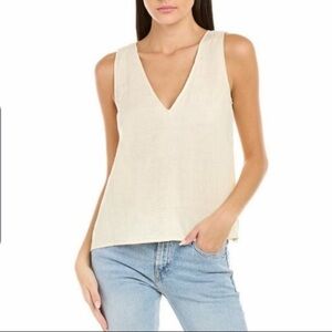 Johnny Was Calme Drape Tank Top Double V Neck Sleeveless 100% Cotton Size S